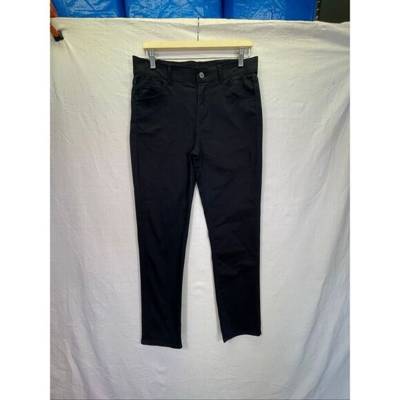 Ikka Stretch Flat Front Slim Fit Cropped Pants Dark Wash Black Size Medium - Picture 1 of 11